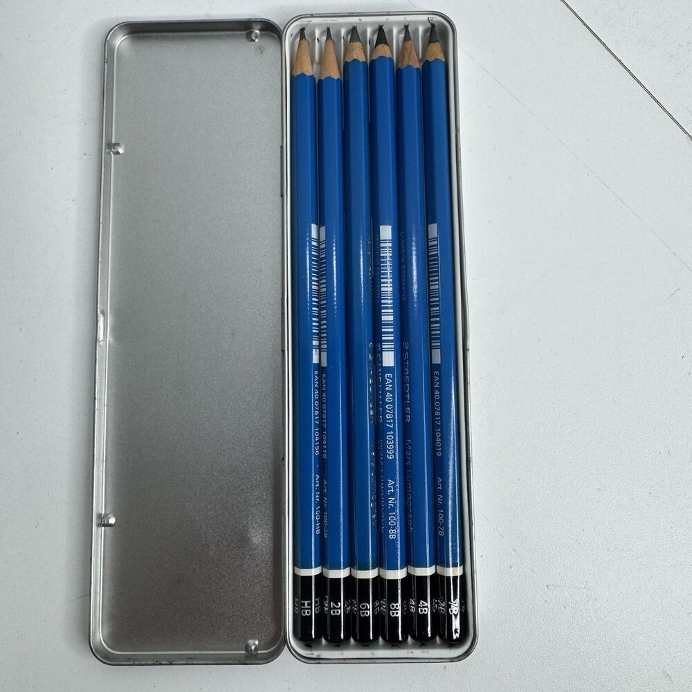 Staedtler MARS LUMOGRAPH Drawing Pencils Set 100 w/tin Multi Sizes